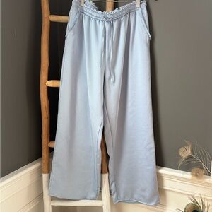 MELISSA NEPTON Satin Light Blue Drawstring Pants